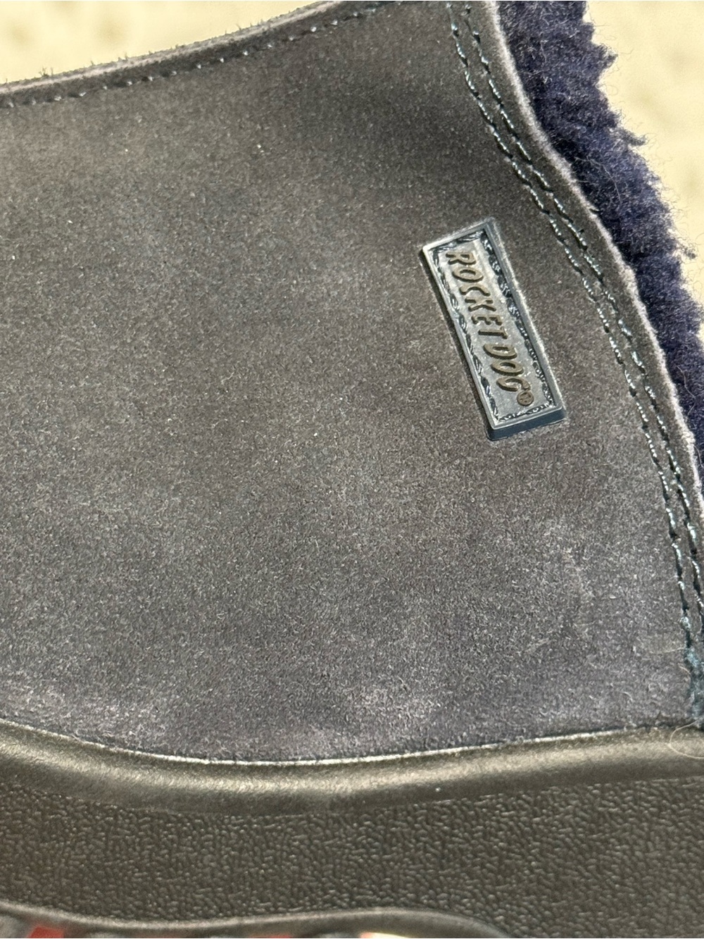Rocket Dog Fran Navy Suede Platform Clogs Fuzzy Lined Mules 90s Y2K Size 6 - Picture 11 of 12